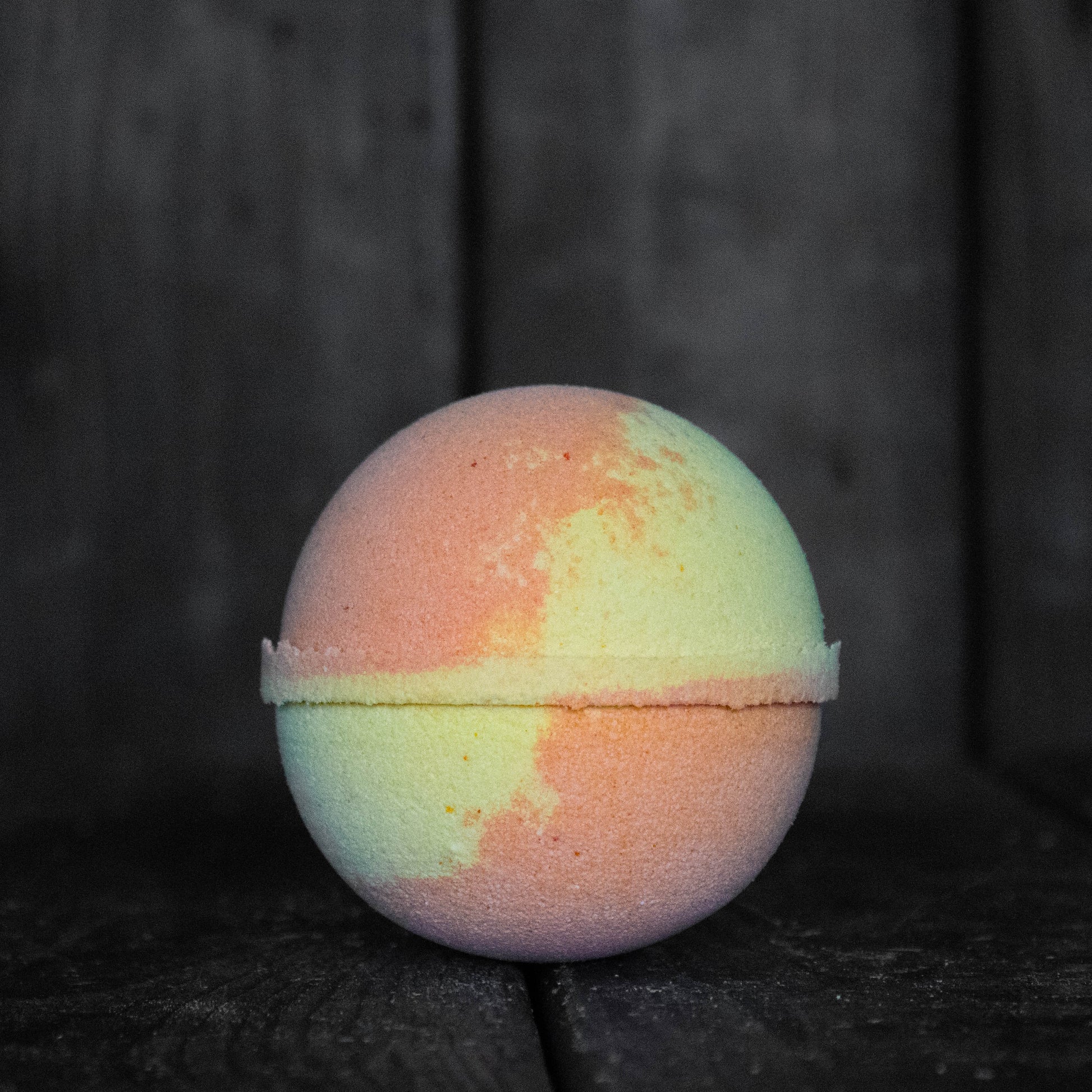 An orange and yellow bath bomb.