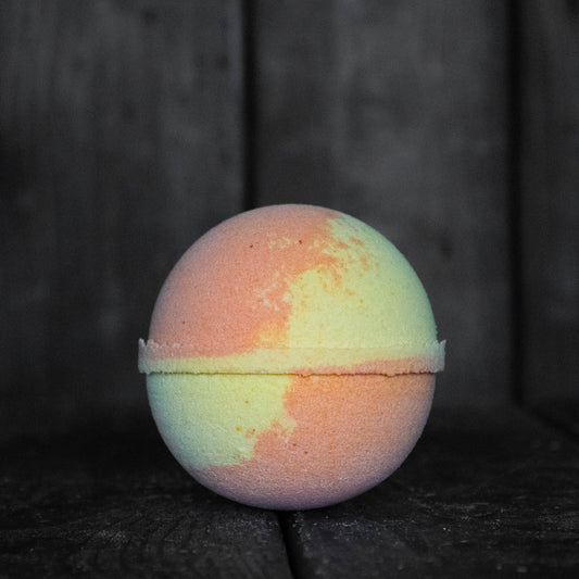 An orange and yellow bath bomb.